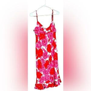 NWOT-Johnnie M White, Pink & Red Flower Dress Size 10